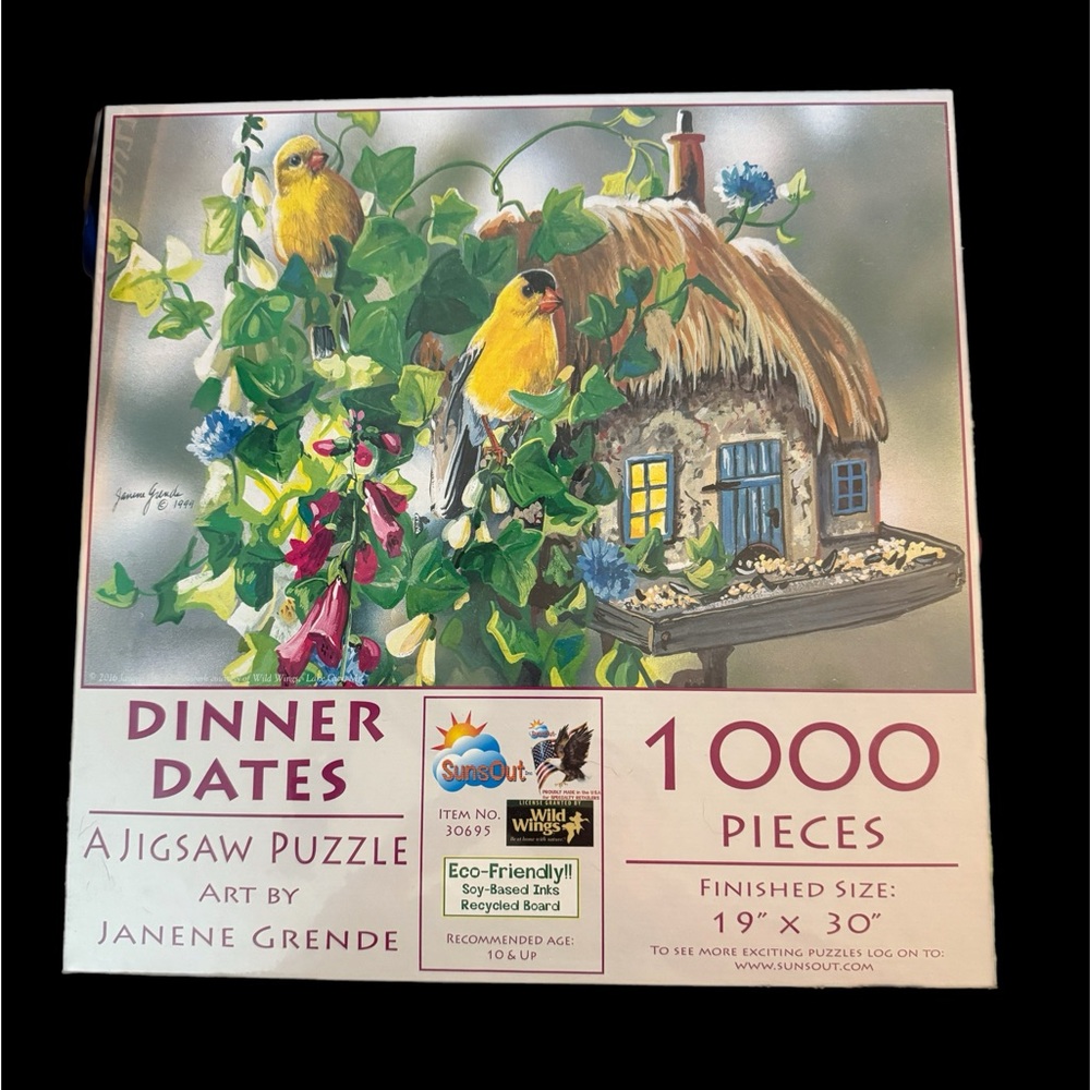 New 1000 piece puzzle 19x30 birds on birdhouse